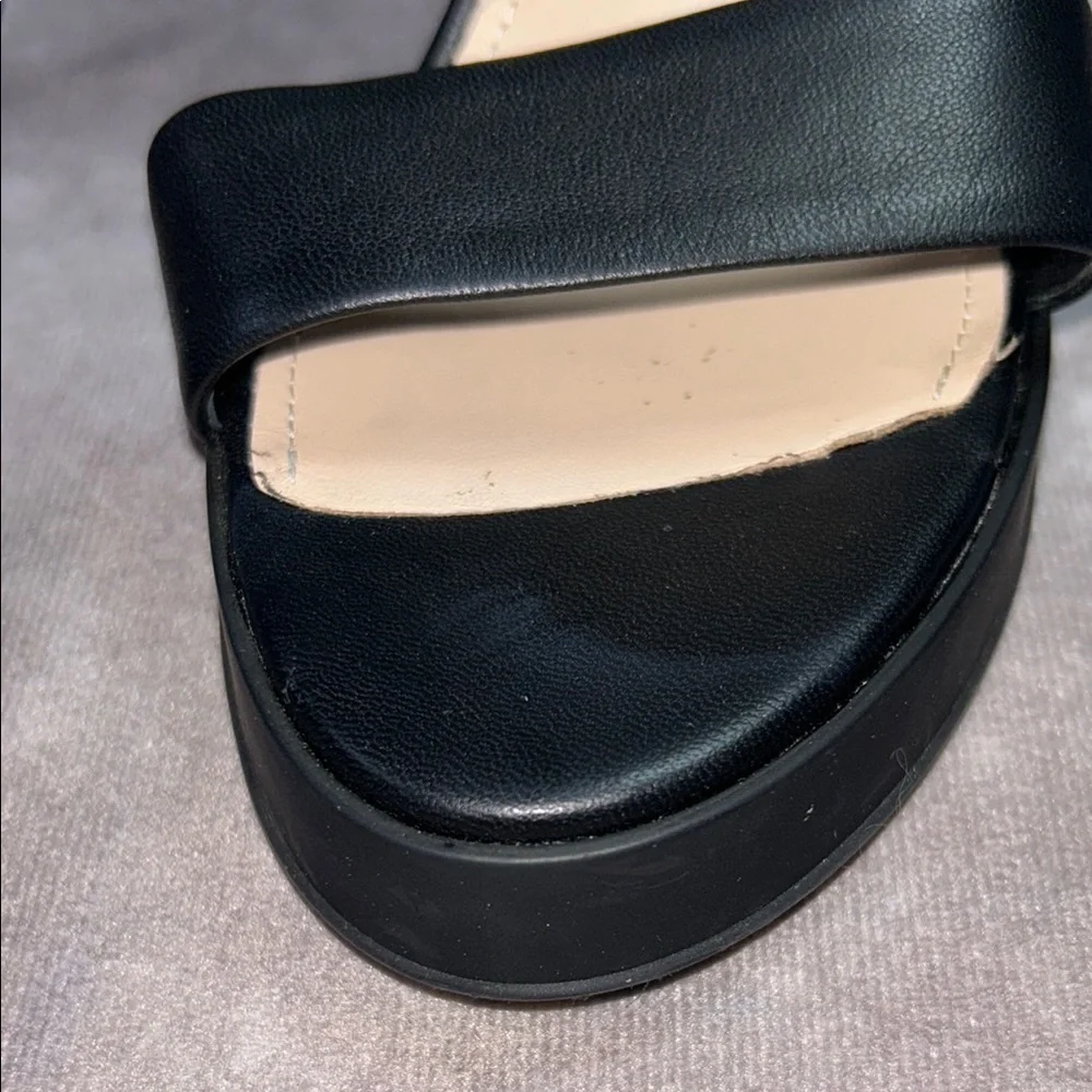 NWT AGL Janis Sandal Black Platform Sandals Heel Ankle Wrap Buckle Size 39
